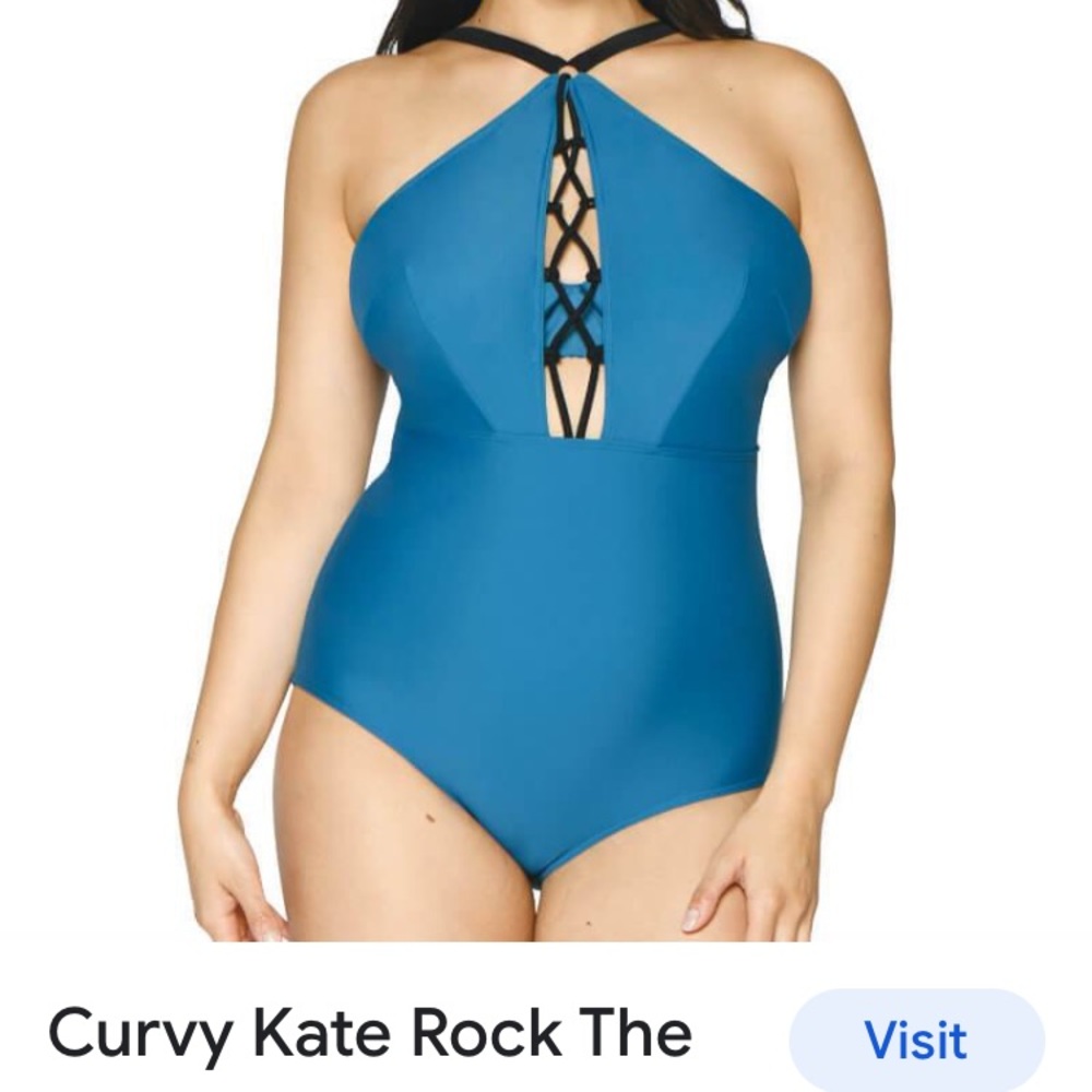Curvy Kate NWT one piece blue swimsuit 32E/32DDD
